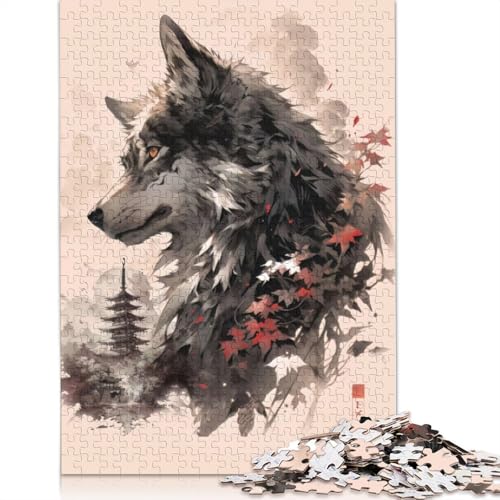 1500-teiliges Puzzle, Wolf-Poster, quadratisches Puzzle für Erwachsene, Holzpuzzle, Lernspielzeug, 1500 Teile (85 x 57 cm) von GQmoney