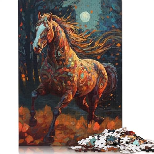 1500-teiliges Puzzle, abstraktes Pferd, quadratisches Puzzle für Erwachsene, Holzpuzzle, Lernspielzeug, 1500 Teile (85 x 57 cm) von GQmoney