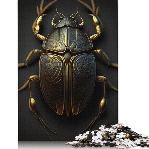 1500-teiliges Puzzle, schwarzer und Goldener Käfer, kreative quadratische Puzzles für Erwachsene und Holzpuzzles, Spielzeug, intellektuelles Spiel, 1500 Teile (85 x 57 cm) von GQmoney