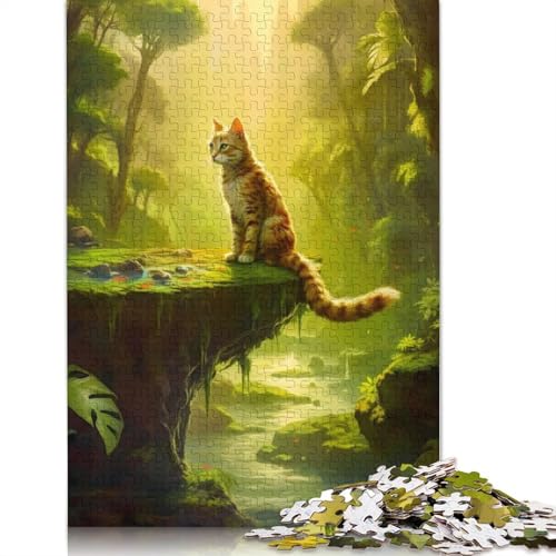 1500-teiliges Puzzle „Katze in der Natur“, kreatives quadratisches Puzzle für Erwachsene und Holzpuzzle, Lernspielzeug, 1500 Teile (85 x 57 cm) von GQmoney