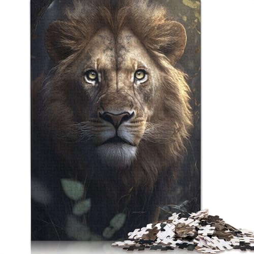 1500-teiliges Puzzle „Löwe im Wald“ für Erwachsene, Holzpuzzle, Lernspielzeug, 1500 Teile (85 x 57 cm) von GQmoney