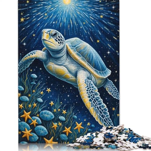 1500-teiliges Puzzle „Meeresschildkröte in der Sternennacht“, kreative quadratische Puzzles für Erwachsene und Holzpuzzles, Lernspielzeug, 1500 Teile (85 x 57 cm) von GQmoney