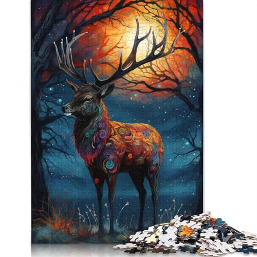 1500-teiliges Puzzle für Erwachsene, Hirsch im Sonnenuntergang, quadratische Puzzles für Erwachsene und Holzpuzzles, Lernspiel, 1500 Teile (85 x 57 cm) von GQmoney