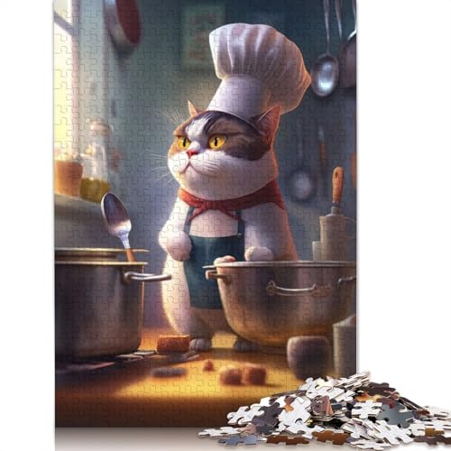 1500-teiliges Puzzle für Erwachsene, lustiger Katzenkoch, quadratisches Puzzle für Erwachsene, Holzpuzzle, praktisches Spiel, 1500 Teile (85 x 57 cm) von GQmoney
