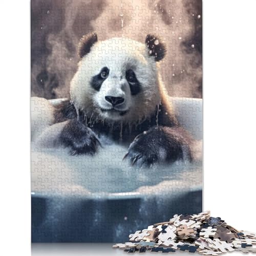 1500-teiliges Puzzle für Erwachsene, niedlicher Panda, schaumige Badewanne, quadratisches Holzpuzzle für Erwachsene, Lernspiel, Herausforderungsspielzeug, 1500 Teile (85 x 57 cm) von GQmoney