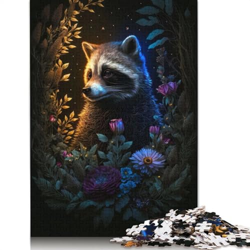 1500-teiliges Puzzle für Erwachsene, quadratisches Fantasy-Puzzle, magischer Waschbär, für Erwachsene und Holzpuzzle, einzigartige Herausforderungsspiele, 1500 Teile (85 x 57 cm) von GQmoney