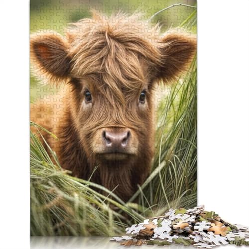 1500-teiliges Puzzle für Erwachsene, süßes schottisches Kuhbaby, quadratisches Puzzle für Erwachsene, Holzpuzzle, praktisches Spiel, 1500 Teile (85 x 57 cm) von GQmoney