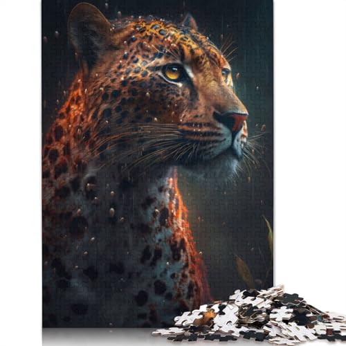 1500-teiliges Puzzle für Erwachsene und Leopardenregen, quadratisches Puzzle für Erwachsene, Holzpuzzle, Lernspiel für Erwachsene, 1500 Teile (85 x 57 cm) von GQmoney