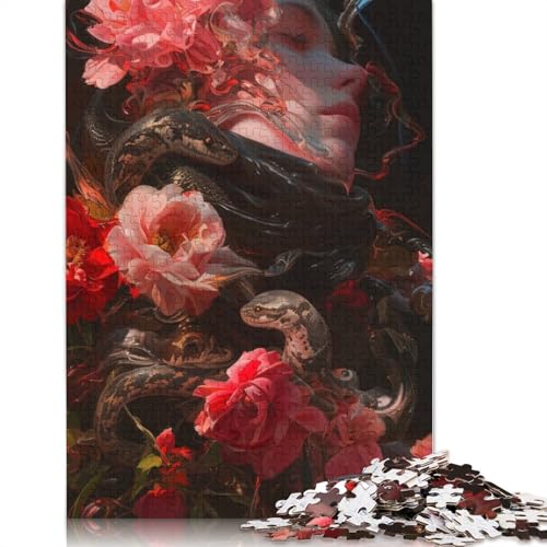1500-teiliges Puzzle mit Blumenschlangenmotiv für Erwachsene, Puzzle für Erwachsene und Jugendliche, Lernspiel, 1500 Teile (85 x 57 cm) von GQmoney