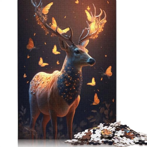 1500-teiliges Puzzlespiel, Fantasie-Schmetterlinge, Hirsch-Puzzle für Erwachsene, Holzpuzzle, Lernspiel, Herausforderungsspielzeug, 1500 Stück (85 x 57 cm) von GQmoney