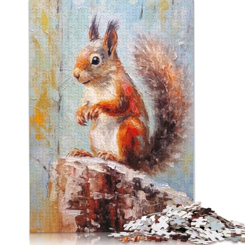 1500-teiliges Puzzlespiel, Paletten-Eichhörnchen-Malpuzzle für Erwachsene, Holzpuzzle, Lernspiel, Herausforderungsspielzeug, 1500 Stück (85 x 57 cm) von GQmoney