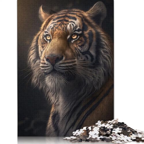 1500-teiliges Puzzlespiel „Da Vinci Tiger“ für Erwachsene, Holzpuzzle, Lernspiel, Herausforderungsspielzeug, 1500 Stück (85 x 57 cm) von GQmoney