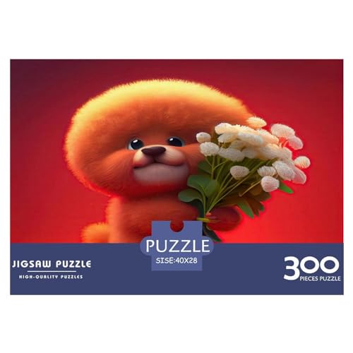 300 Teile süßes Familien-Haustier-Hund-Puzzle für Erwachsene und Kinder, kreatives rechteckiges Puzzle, Holzpuzzle, lustiges Lernspielzeug, 300 Teile (40 x 28 cm) von GQmoney
