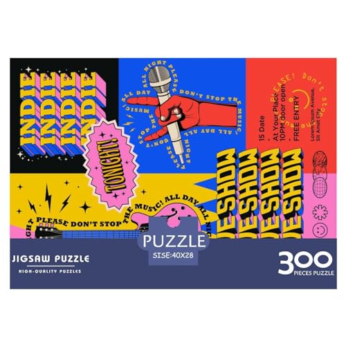 300-teiliges Holzpuzzle, Musikposter, Puzzle, Heimwanddekoration, Lernspielzeug, Geschenk für Familienspiel, 300 Stück (40 x 28 cm) von GQmoney