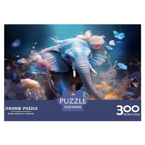 300-teiliges Puzzle für Erwachsene, Blauer Elefant, Puzzle für Erwachsene, Holzpuzzle, Familienunterhaltungsspielzeug, 300 Teile (40 x 28 cm) von GQmoney