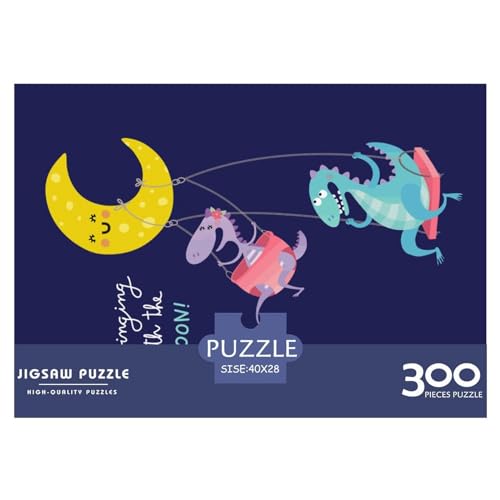 300-teiliges Puzzle für Erwachsene, Dinosaurier-Mond-Puzzle, Holzpuzzle für Erwachsene, Familienunterhaltungsspielzeug, 300 Stück (40 x 28 cm) von GQmoney