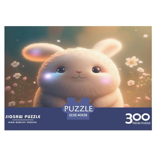 300-teiliges Puzzle für Erwachsene, niedliches Kaninchen-Puzzle-Set für Familien, Holzpuzzle, Gehirn-Herausforderungspuzzle, 300 Teile (40 x 28 cm) von GQmoney