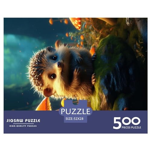 500 Teile Puzzle für Erwachsene, niedliche Igel-Puzzle-Sets für Familien, Holzpuzzles, Brain Challenge Puzzle, 500 Teile (52 x 38 cm) von GQmoney