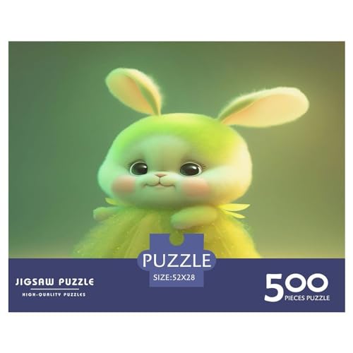 500 Teile Puzzle für Erwachsene, süßes Kaninchen-Puzzle, kreatives rechteckiges Holzpuzzle, Geschenk für Freunde, Familie, 500 Teile (52 x 38 cm) von GQmoney