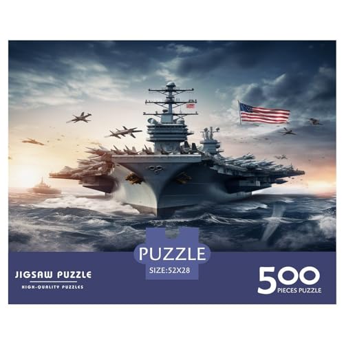 500 Teile Puzzle für Erwachsene Flugzeugträger Puzzlesets für Familien Holzpuzzles Gehirn-Herausforderungspuzzle 500 Teile (52 x 38 cm) von GQmoney