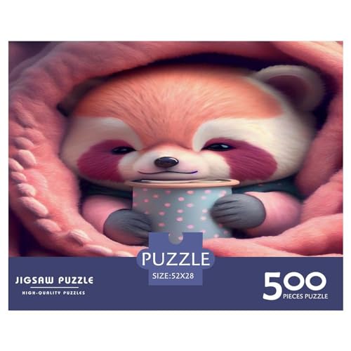500-teiliges Puzzle für Erwachsene, niedliches Zibetkatzen-Puzzle, Holzpuzzle für Erwachsene, Familienunterhaltungsspielzeug, 500 Stück (52 x 38 cm) von GQmoney