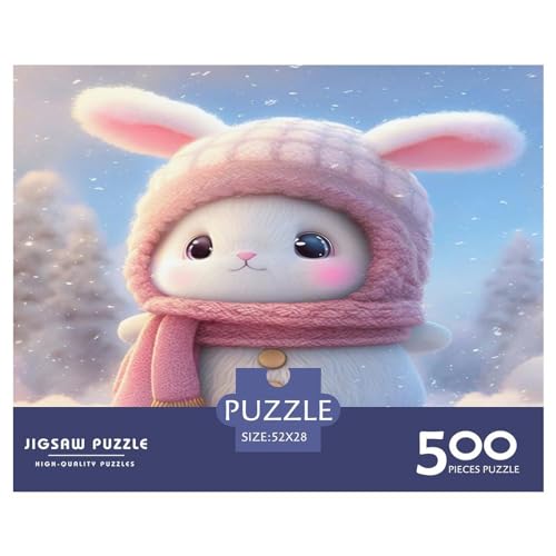500-teiliges Puzzle mit niedlichem Kaninchen für Erwachsene – Puzzles für Teenager – Geschenke – Holzpuzzles – Entspannungspuzzlespiele – Denksport-Puzzle 500 Teile (52 x 38 cm) von GQmoney