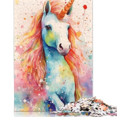 520-teiliges Einhorn-Aquarell-Puzzle für Erwachsene, Puzzle für Erwachsene und Jugendliche, Lernspiel, 520 Teile (52 x 38 cm) von GQmoney