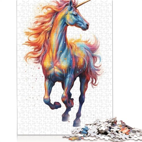 520-teiliges Einhorn-Farbpuzzle für Erwachsene und Teenager. Holzpuzzle für Erwachsene, Lernspiel, Herausforderungsspielzeug, 520 Teile (52 x 38 cm) von GQmoney