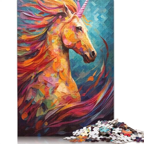 520-teiliges Einhorn-Tier-Puzzle für Erwachsene, Holzpuzzle für Erwachsene und Jugendliche, Lernspielzeug, 520 Teile (52 x 38 cm) von GQmoney