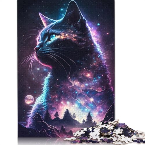 520-teiliges Katzen-Galaxie-Puzzle für Erwachsene, Holzpuzzles für Erwachsene und Jugendliche ab 12 Jahren, 520 Teile (52 x 38 cm) von GQmoney