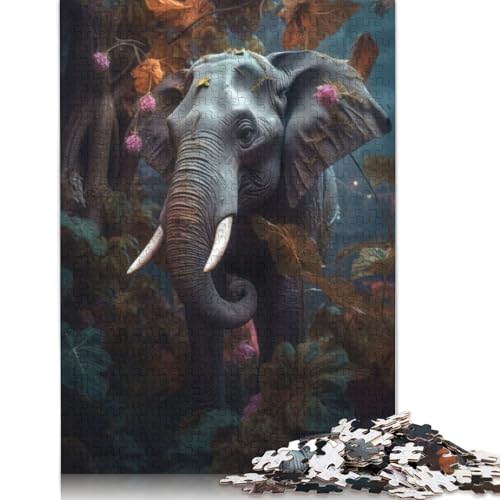 520-teiliges Puzzle, Blumen- und magischer Elefant, kreative quadratische Puzzles für Erwachsene und Holzpuzzles, Lernspielzeug, 520 Teile (52 x 38 cm) von GQmoney
