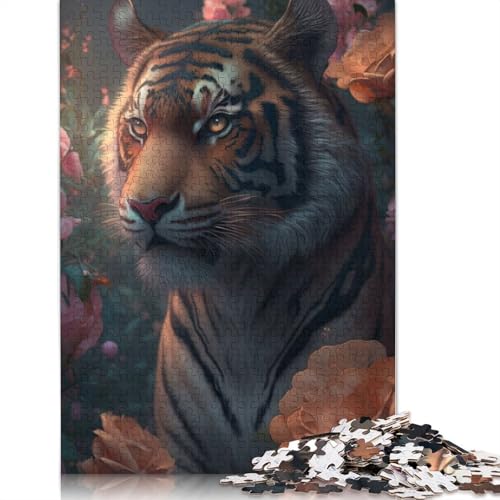 520-teiliges Puzzle, Fantasie-Blumentiger, für Erwachsene, Holzpuzzle, Lernspielzeug, 520 Teile (52 x 38 cm) von GQmoney