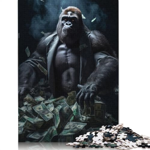 520-teiliges Puzzle, Gorilla-Geld, Dollarscheine, Holzpuzzle, Familienaktivität, 520 Teile (52 x 38 cm) von GQmoney