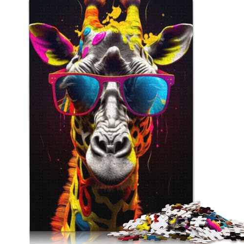 520-teiliges Puzzle, Graffiti-Giraffe, Schatten, für Erwachsene, Holzpuzzle, Lernspielzeug, 520 Teile (52 x 38 cm) von GQmoney