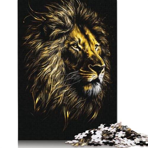 520-teiliges Puzzle, Löwe, Schwarzgold, 3 Puzzles für Erwachsene, Holzpuzzles, Lernspiele für Erwachsene und 520 Teile (52 x 38 cm) von GQmoney
