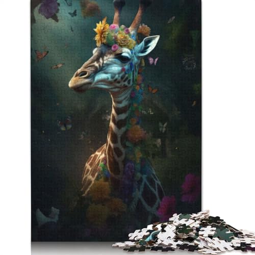 520-teiliges Puzzle, magisches Blumen-Giraffe-Puzzle für Erwachsene, Holzpuzzle, Lernspiele für Erwachsene und 520 Teile (52 x 38 cm) von GQmoney