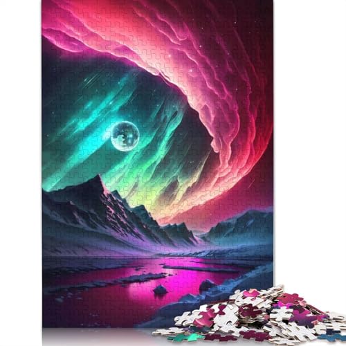 520-teiliges Puzzle „Aurora Borealis-Landschaft“ für Erwachsene Teenager, Holzpuzzles für Teenager, Geschenke, Entspannungspuzzlespiele, 520 Teile (52 x 38 cm) von GQmoney