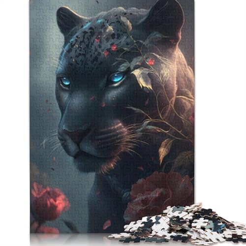 520-teiliges Puzzle „Black Panther Fantasy“, quadratisches Puzzle für Erwachsene, Holzpuzzle, Lernspielzeug, 520 Teile (52 x 38 cm) von GQmoney