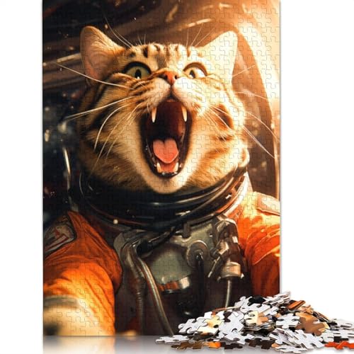 520-teiliges Puzzle „Cat Lost In Space“ für Erwachsene, Holzpuzzle für Erwachsene und Jugendliche ab 12 Jahren, 520 Teile (52 x 38 cm) von GQmoney