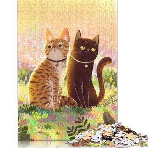 520-teiliges Puzzle „Katzen im Garten“, quadratisches Puzzle für Erwachsene, Holzpuzzle, Lernspielzeug, 520 Teile (52 x 38 cm) von GQmoney