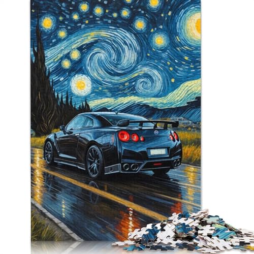 520-teiliges Puzzle „Nissan GT-R Sternennacht“, quadratisches Puzzle für Erwachsene, Holzpuzzle, Lernspielzeug, 520 Teile (52 x 38 cm) von GQmoney