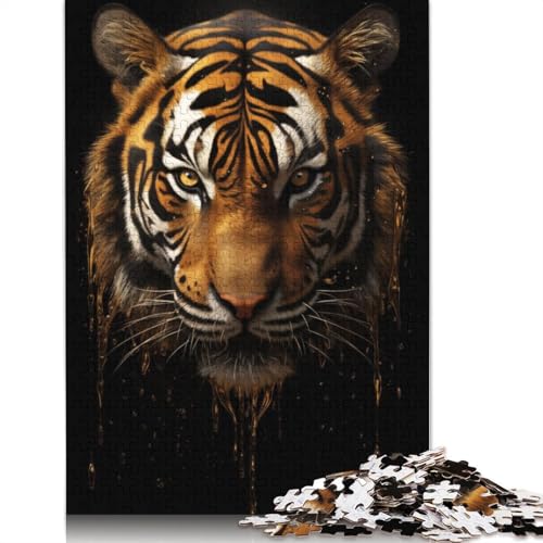 520-teiliges Puzzle „Schwarzer dunkler Bengaltiger“ für Erwachsene, Holzpuzzle, Lernspielzeug, 520 Teile (52 x 38 cm) von GQmoney
