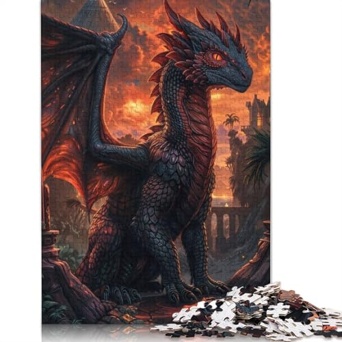 520-teiliges Puzzle „Sunset Dragon Sentinel“ für Erwachsene, Holzpuzzle für Erwachsene und Jugendliche, Lernspielzeug, 520 Teile (52 x 38 cm) von GQmoney