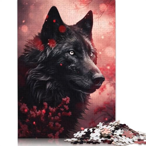 520-teiliges Puzzle „Wütender schwarzer Wolf“, kreative quadratische Puzzles für Erwachsene und Holzpuzzles, Lernspielzeug, 520 Teile (52 x 38 cm) von GQmoney