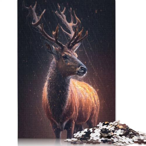 520-teiliges Puzzle für Erwachsene, Fantasie-Hirsch im Regen, quadratisches Puzzle für Erwachsene und Holzpuzzle, Lernspiel, Herausforderungsspielzeug, 520 Teile (52 x 38 cm) von GQmoney