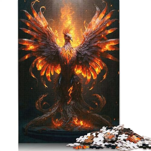 520-teiliges Puzzle für Erwachsene, Feuer-Phönix-Quadrat-Puzzle für Erwachsene und Holzpuzzles, Heimdekoration, 520 Teile (52 x 38 cm) von GQmoney
