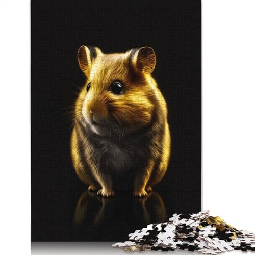 520-teiliges Puzzle für Erwachsene, Hamster, Gold/Schwarz, quadratisch, Puzzle für Teenager und Holzpuzzle, Familienspiele, Weihnachts- und Geburtstagsgeschenke, 520 Teile (52 x 38 cm) von GQmoney