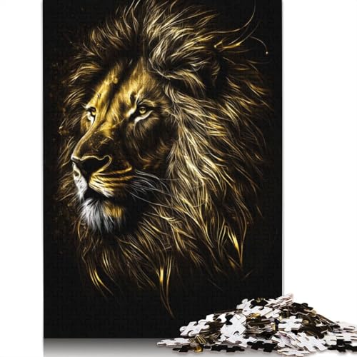 520-teiliges Puzzle für Erwachsene, Löwe, Schwarzgold, 2 Quadrat-Puzzles für Erwachsene, Holzpuzzles, Puzzle, praktisches Spiel, 520 Teile (52 x 38 cm) von GQmoney