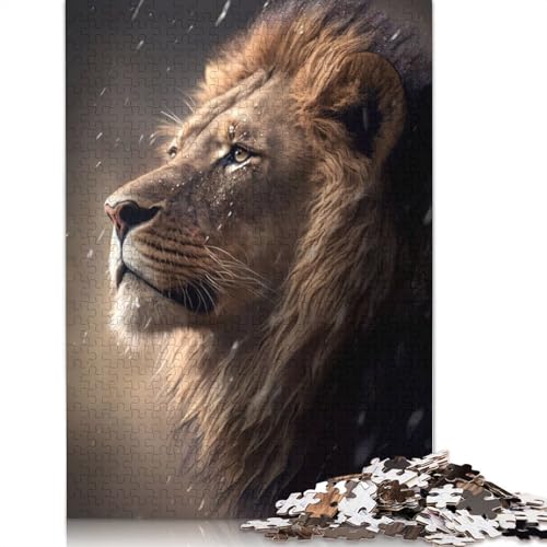 520-teiliges Puzzle für Erwachsene, Löwenporträt, Regen, quadratisches Puzzle, für Erwachsene und Jugendliche, Holzpuzzle, Heimkunstdekor, 520 Teile (52 x 38 cm) von GQmoney