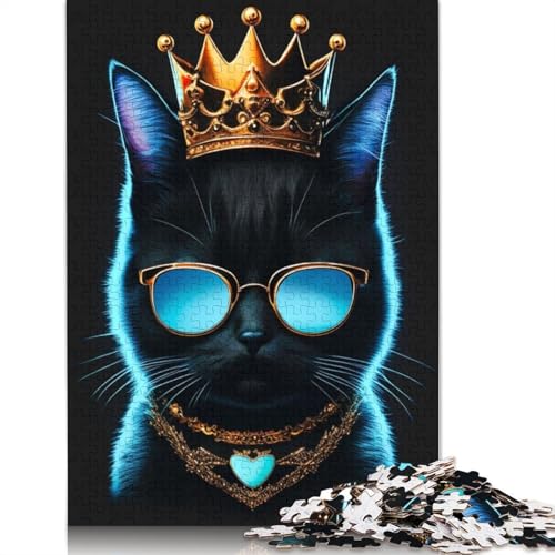 520-teiliges Puzzle für Erwachsene, Neon-Schwarze Katze, quadratisches Puzzle für Erwachsene und Holzpuzzle, Lernspiel, Herausforderungsspielzeug, 520 Teile (52 x 38 cm) von GQmoney